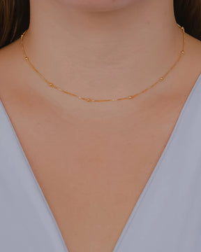 Colar Choker com Bolinhas Lisa no Dourado