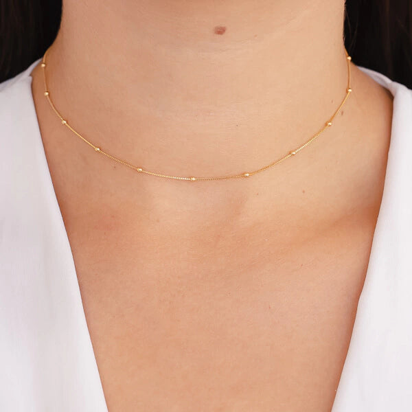 Colar Choker com Bolinhas Lisa no Dourado